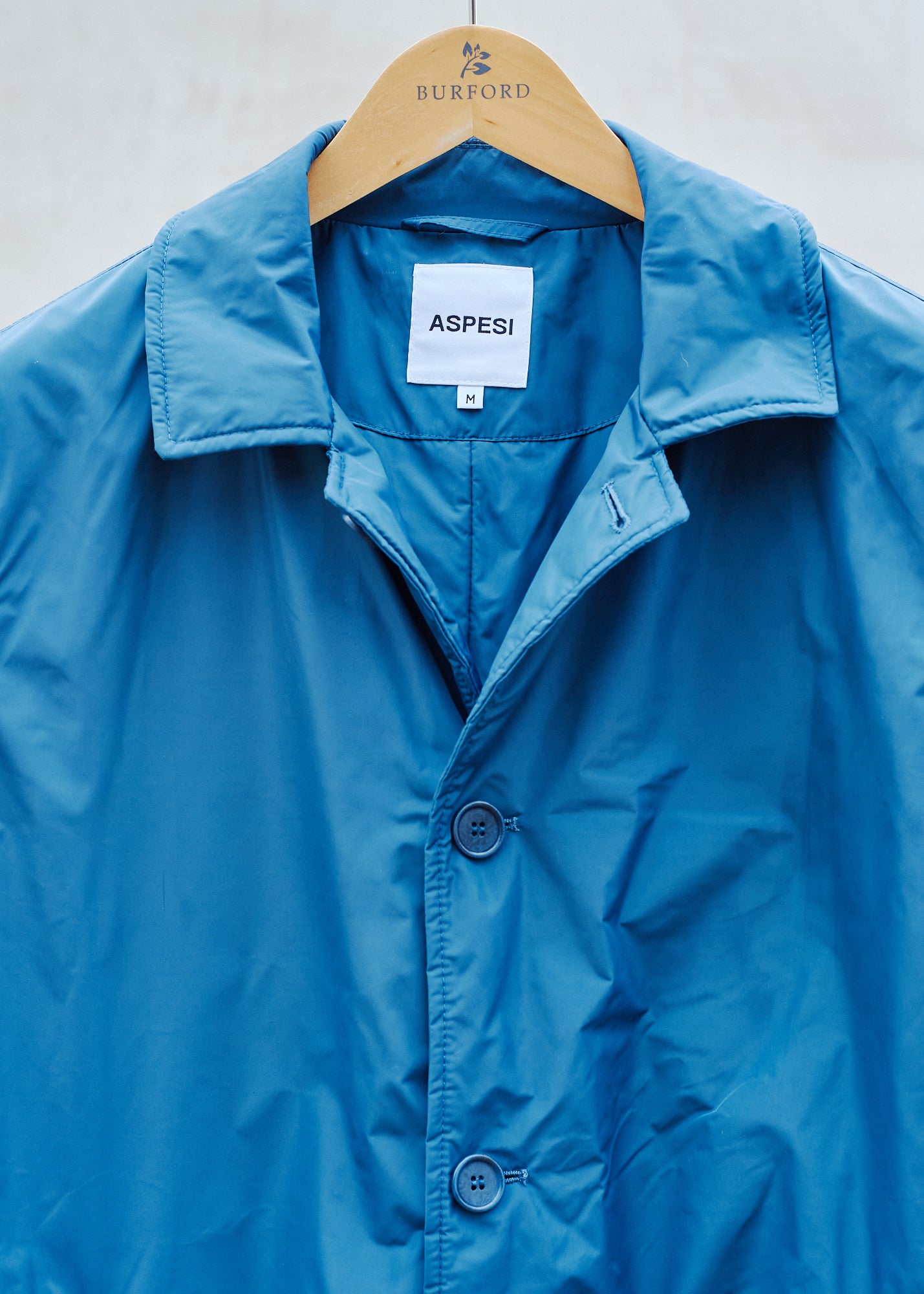 Kenny Ryder Aspesi Long Blue Technical Raincoat - M