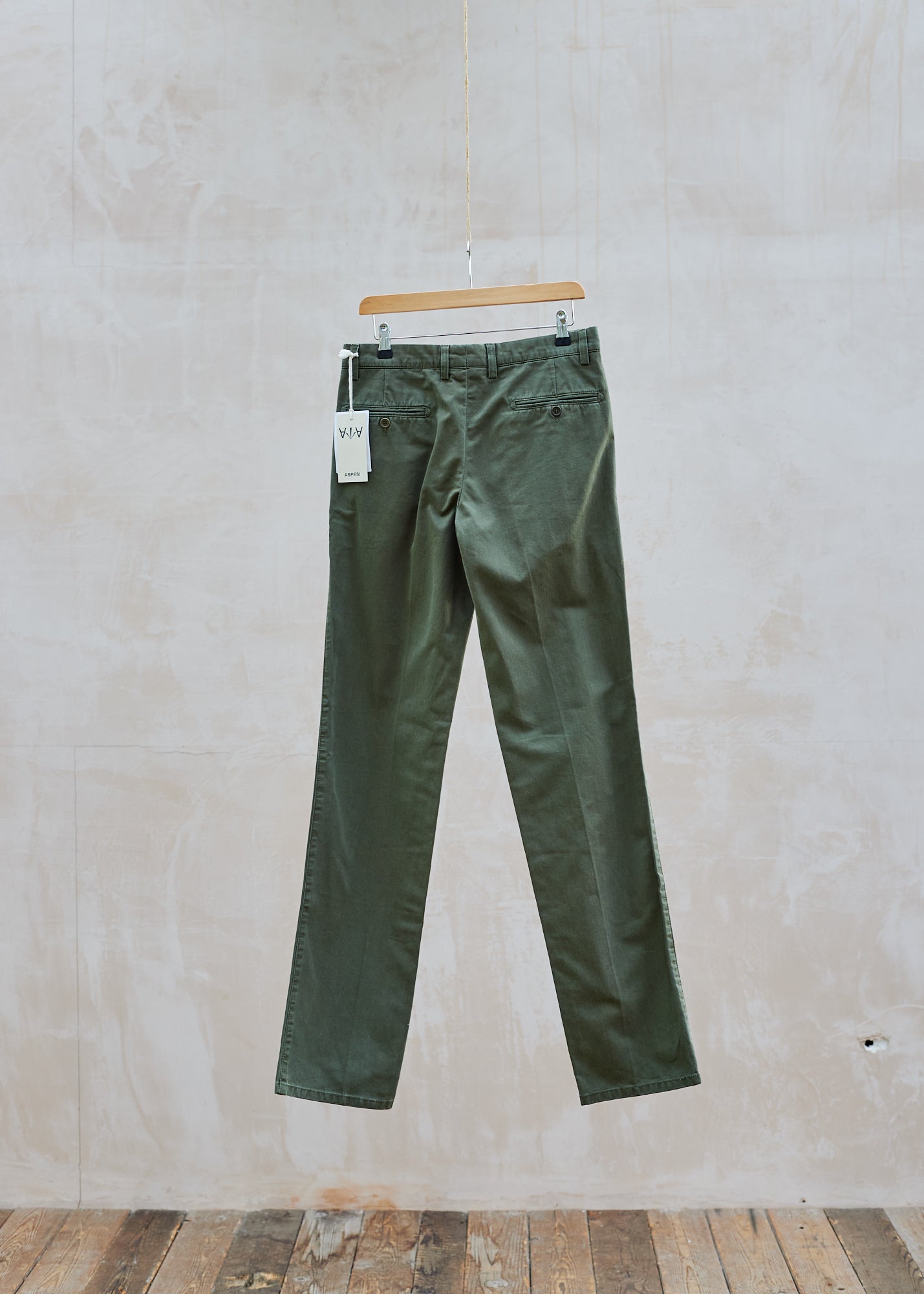 Kenny Ryder Aspesi Forest Green Pleated 100% Cotton Chinos - 30