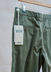 Kenny Ryder Aspesi Forest Green Pleated 100% Cotton Chinos - 30