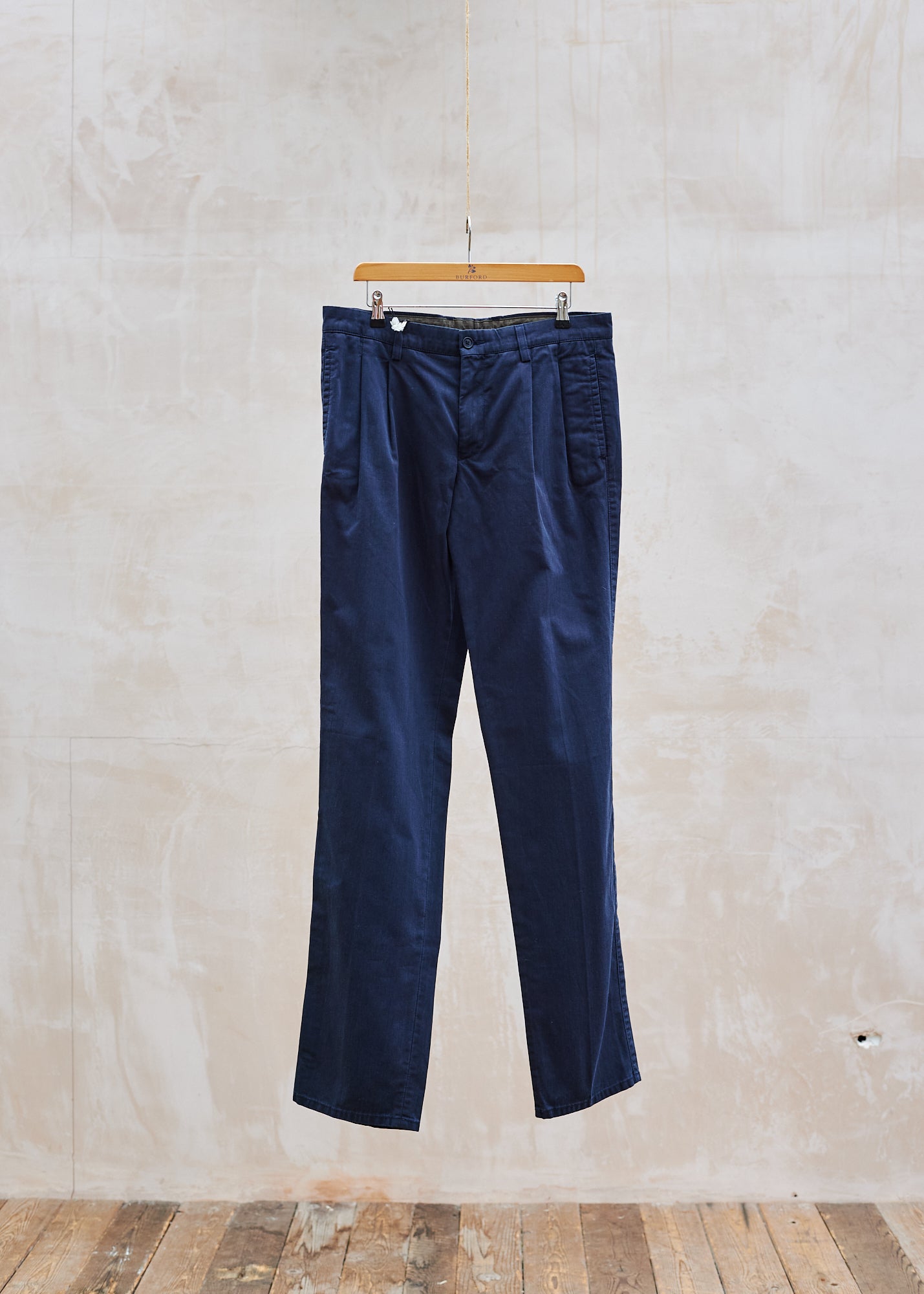 Aspesi Navy Pleated 100% Cotton Chinos - 34