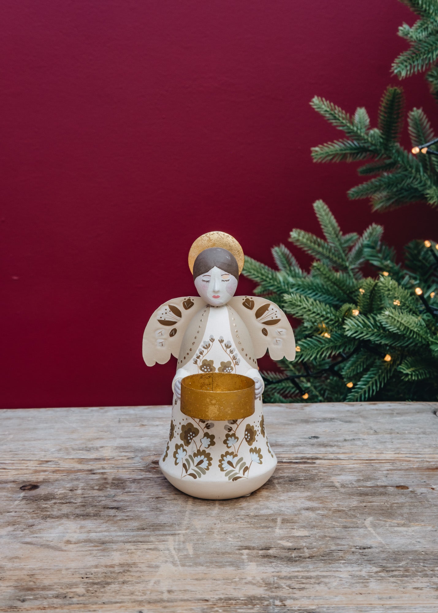 Bungalow Angel Marigold Tealight Holder in Vanilla