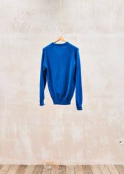 Kenny Ryder Ballantyne 100% Thick Blue Cashmere V-Neck/ S