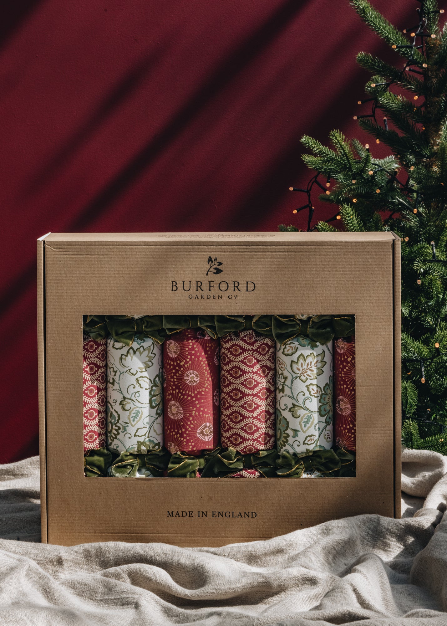 Burford Luxury Christmas Crackers with Green Ribbon