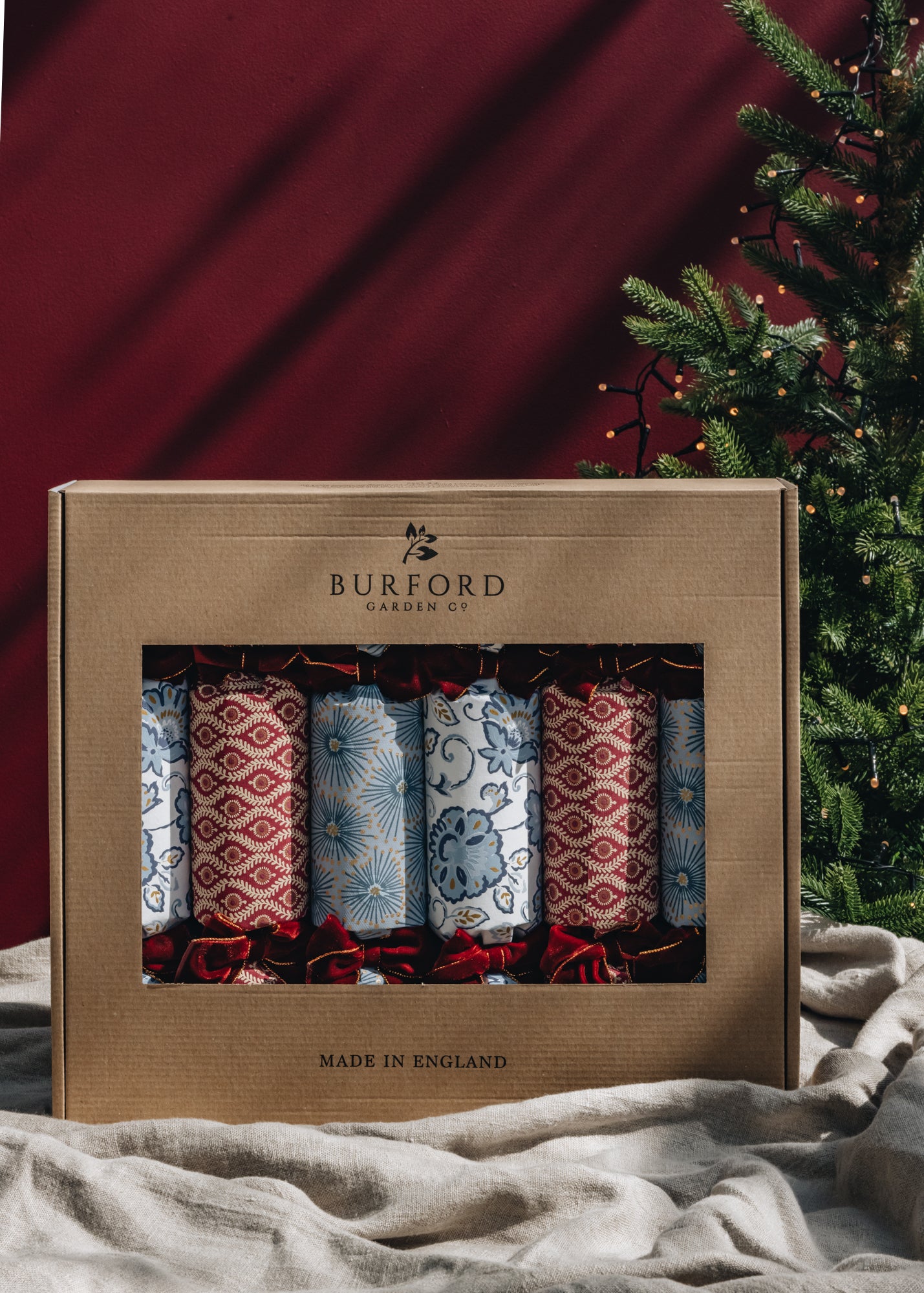 Burford Luxury Christmas Crackers with Red Ribbon