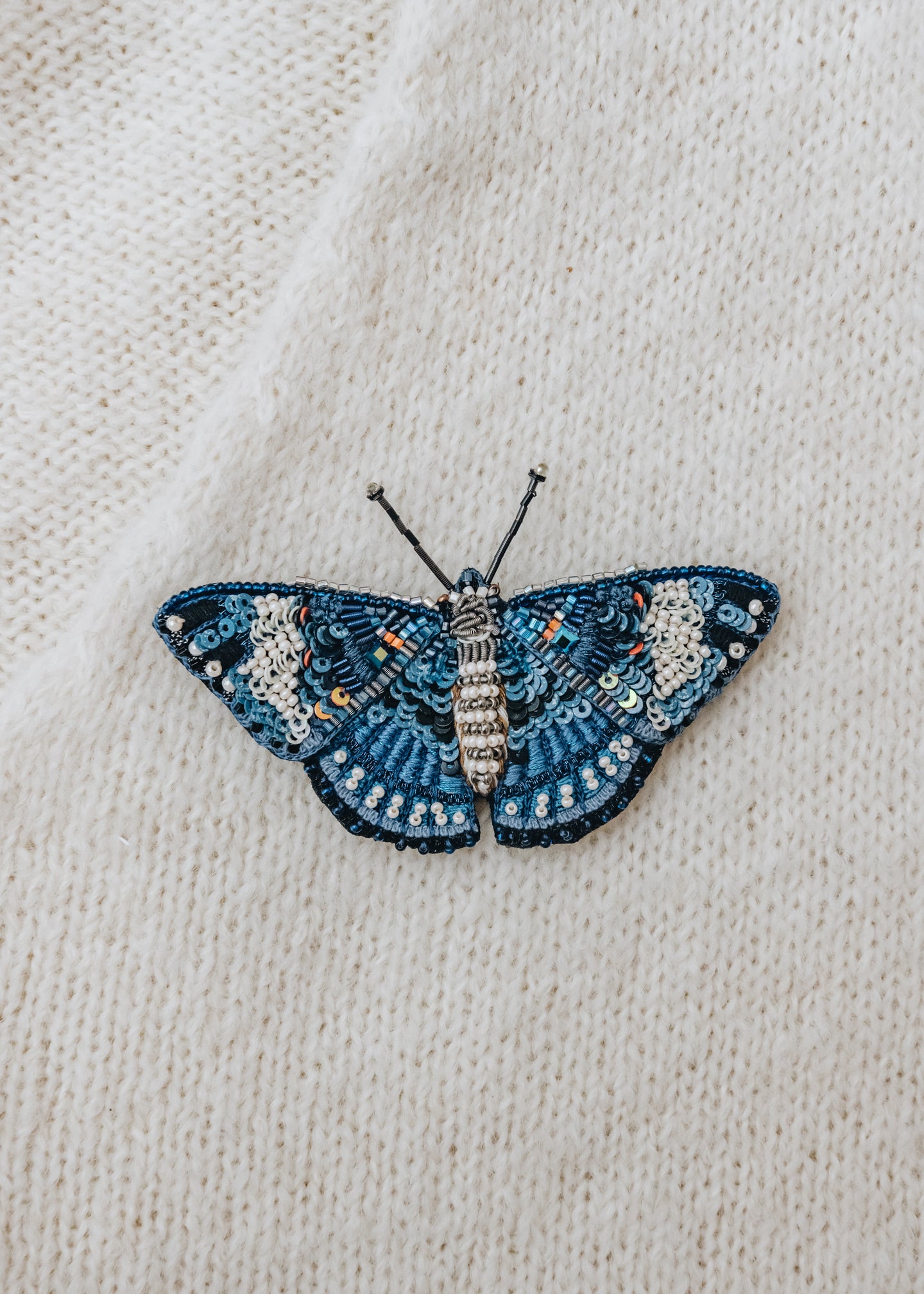 Trovelore Blue Calico Cracker Butterfly Brooch