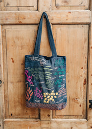 Blue Embroidery Stitch Bag