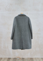 Caruso Long Pure Wool Houndstooth Coat - M/L