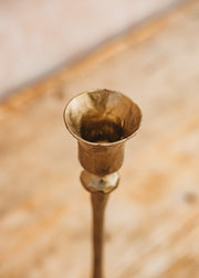 Small Chaipat Candlestick in Antique Brass