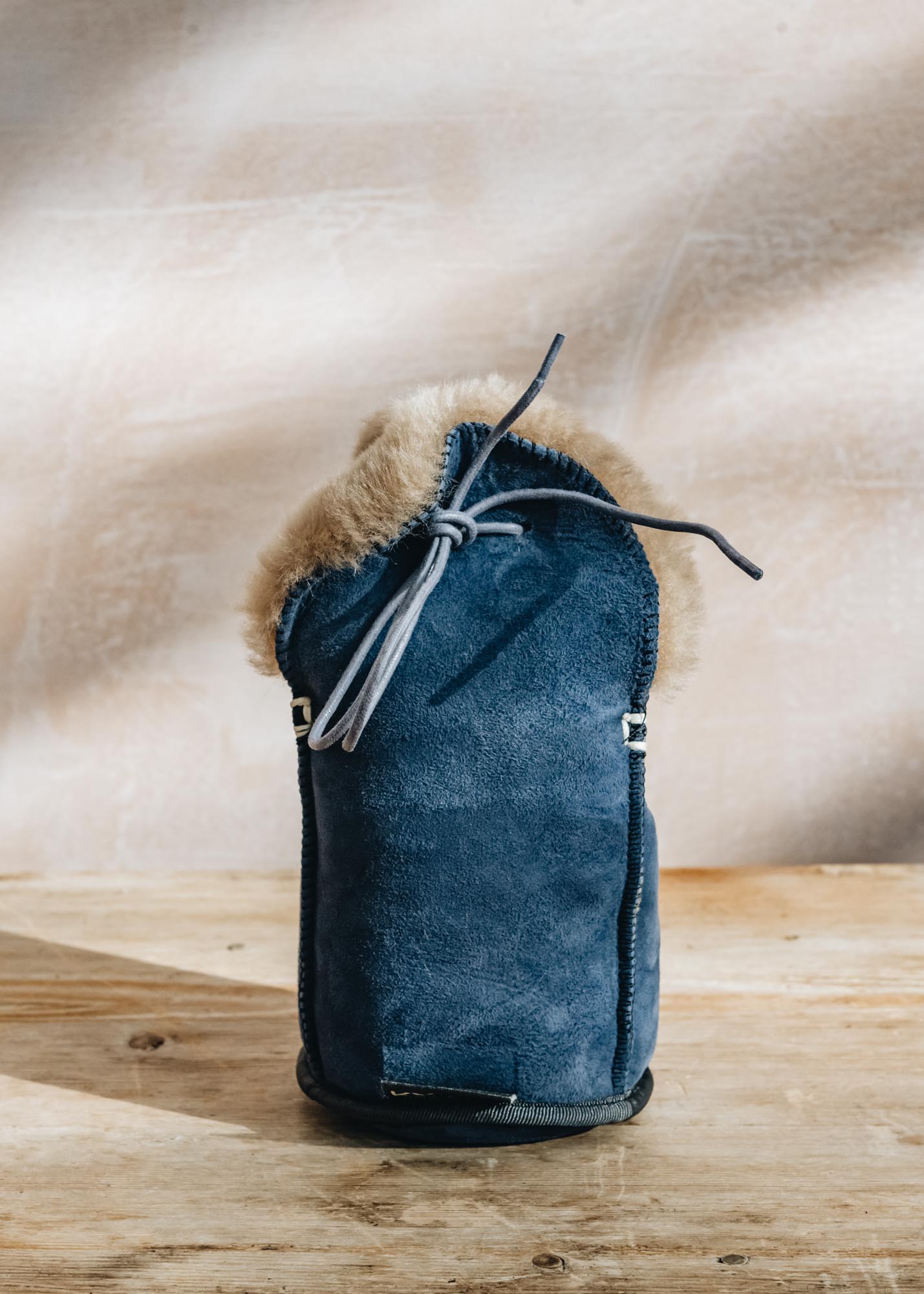 KYWIE Sheepskin Champagne Cooler in Blue Suede