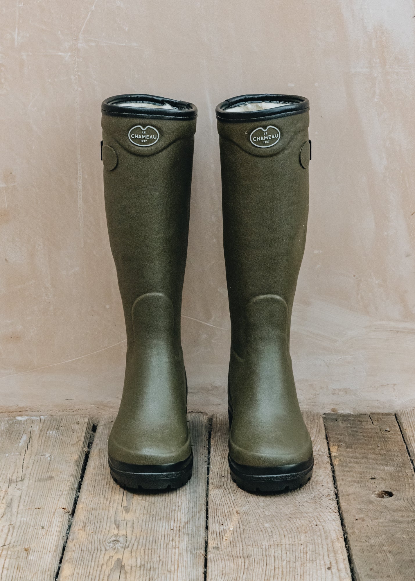 Le Chameau Women's Country Wool Lined Wellington Boots in Green