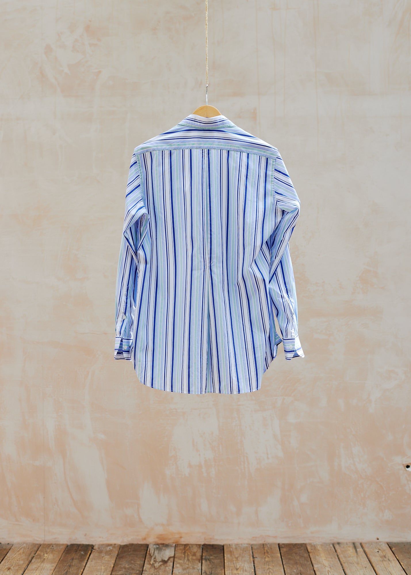 Drake's Blue & White Striped Cotton Shirt - XL