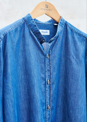 Drumohr Collarless Cotton Denim Shirt - M