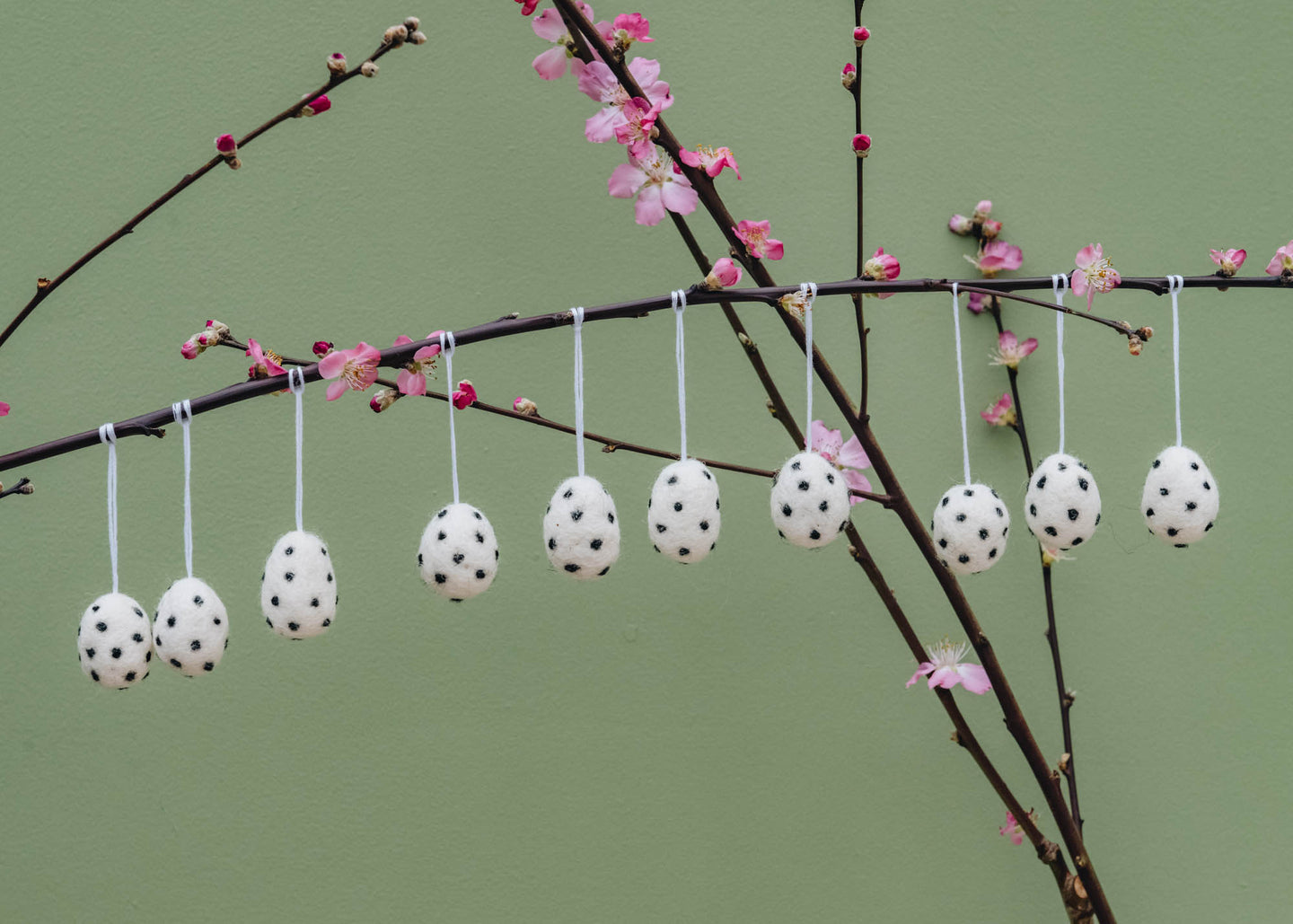 AfroArt White and Black Felt Egg Ornaments