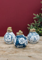 Wax Amaryllis Bulbs in Delft Blue