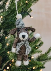 Dog with Grey Cap Ornament