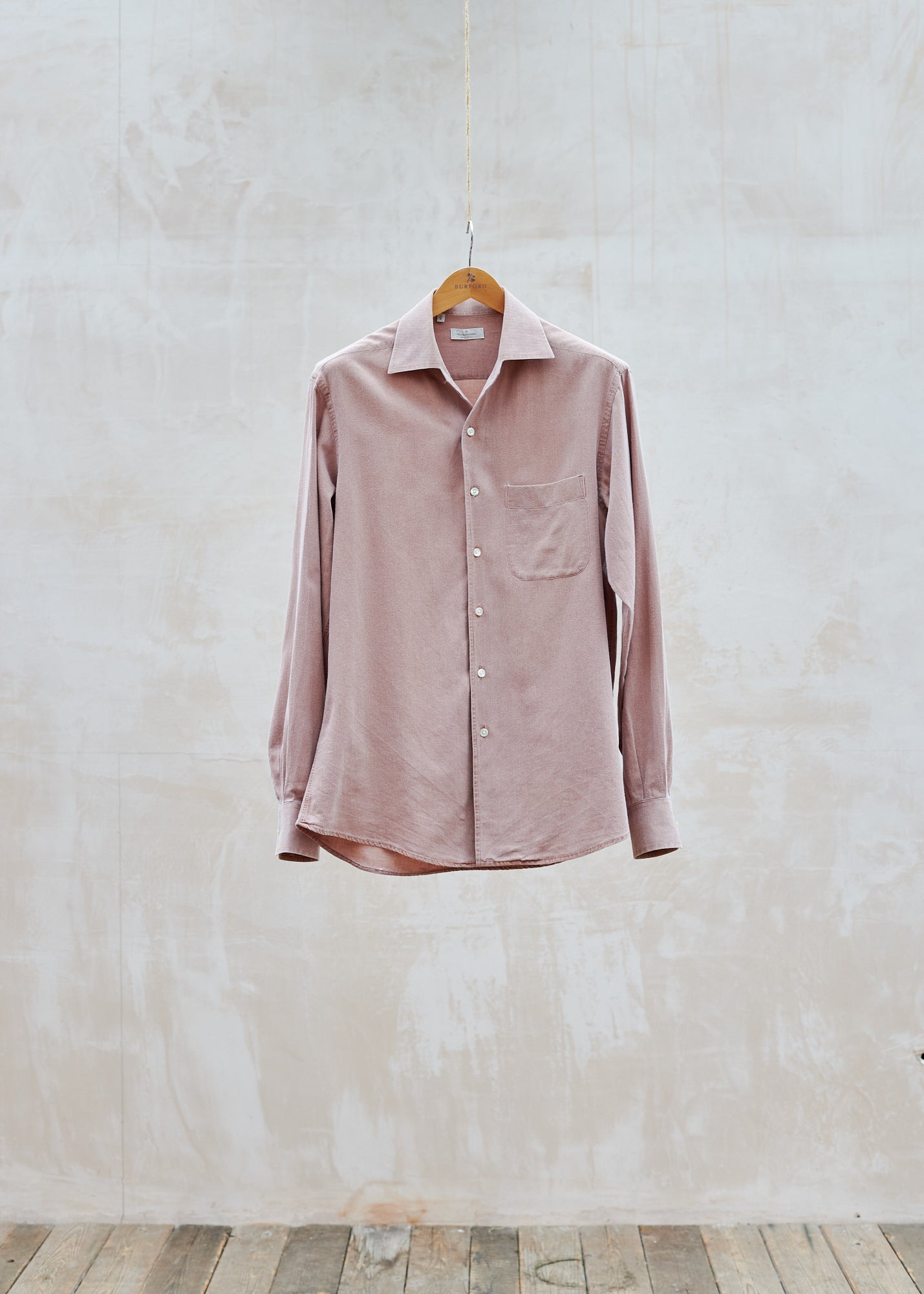 Ermenegildo Zegna Dusty Pink 100% Cotton One-Piece Collar Shirt - M/L