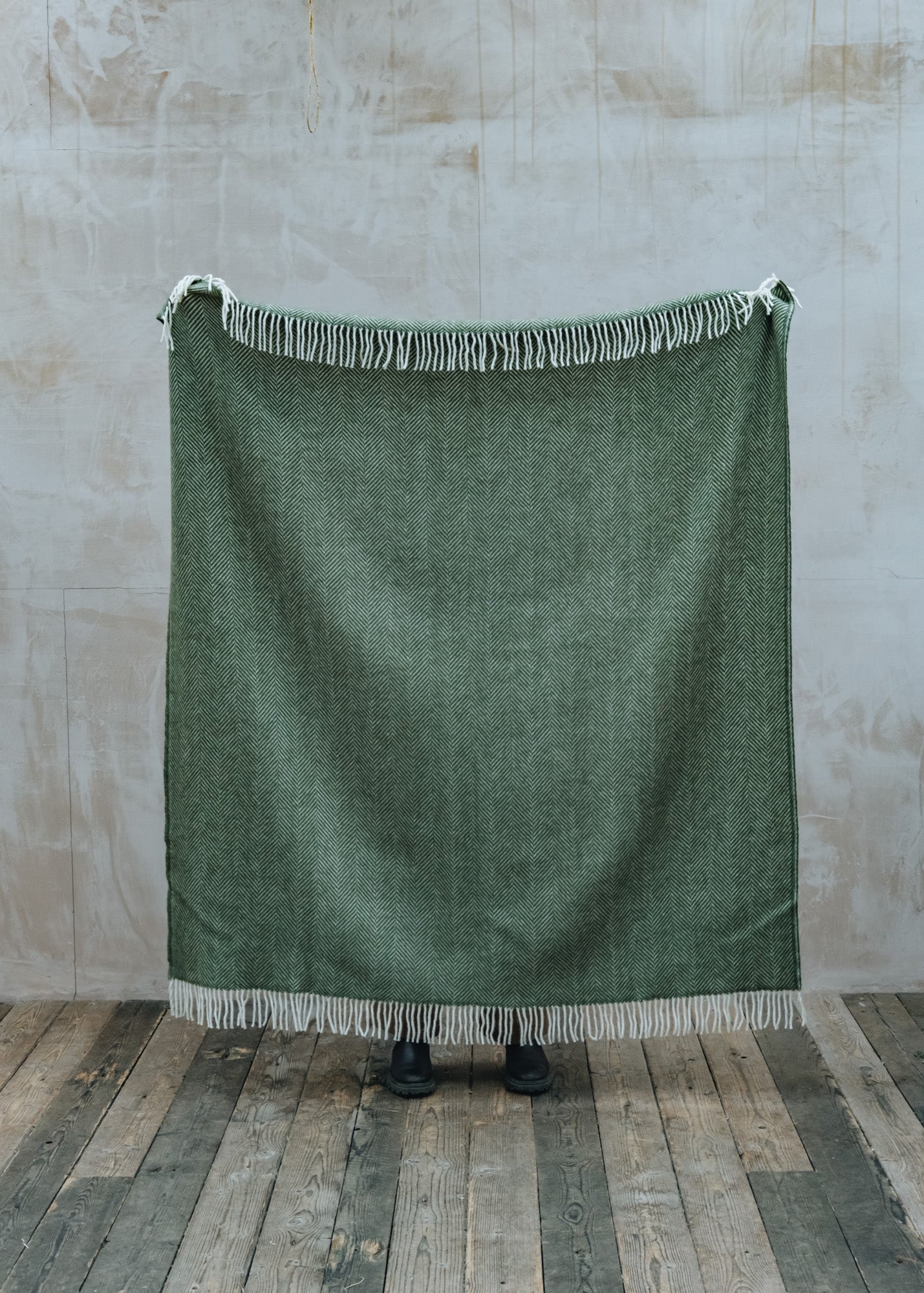 Tweedmill Fishbone Throw in Olive