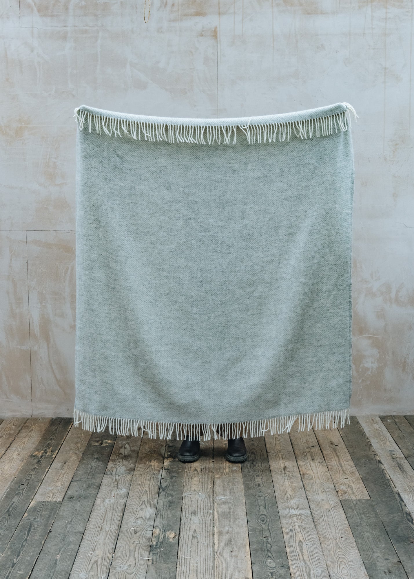 Bungalow Fishbone Throw in Silver Grey