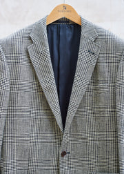 New & Lingwood Checked Heavy Linen Structured Blazer - L