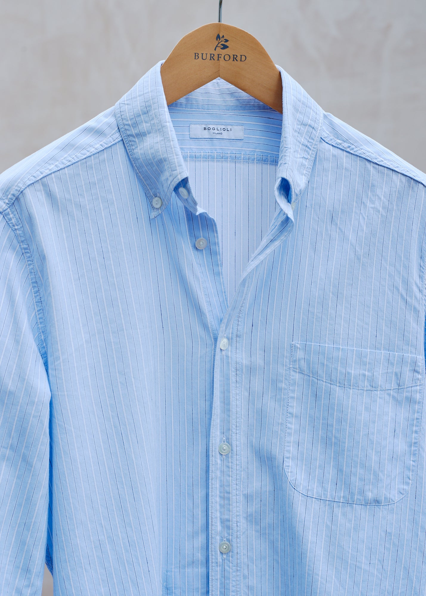 Boglioli Light Blue Striped Cotton/Linen Shirt - M