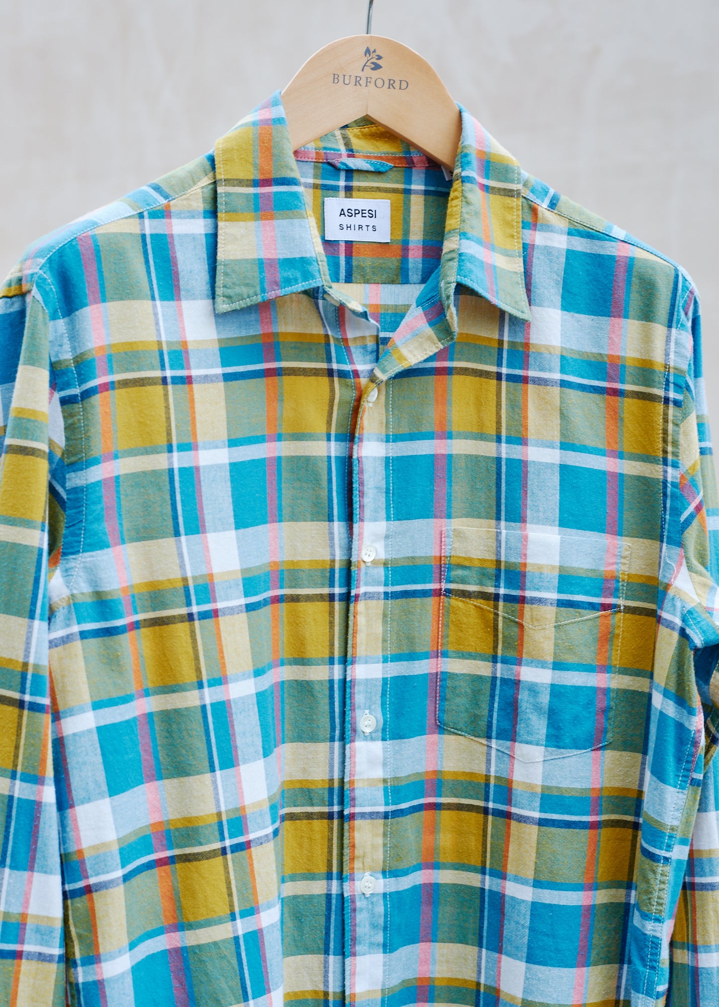 Aspesi Lightweight Cotton Multicoloured Check Shirt - S