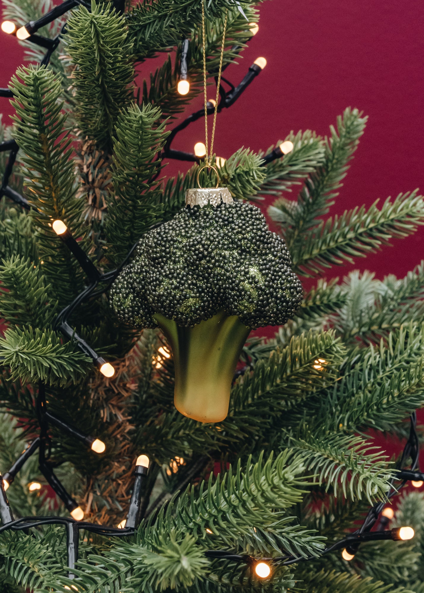 Gisela Graham Glass Broccoli Stem Decoration