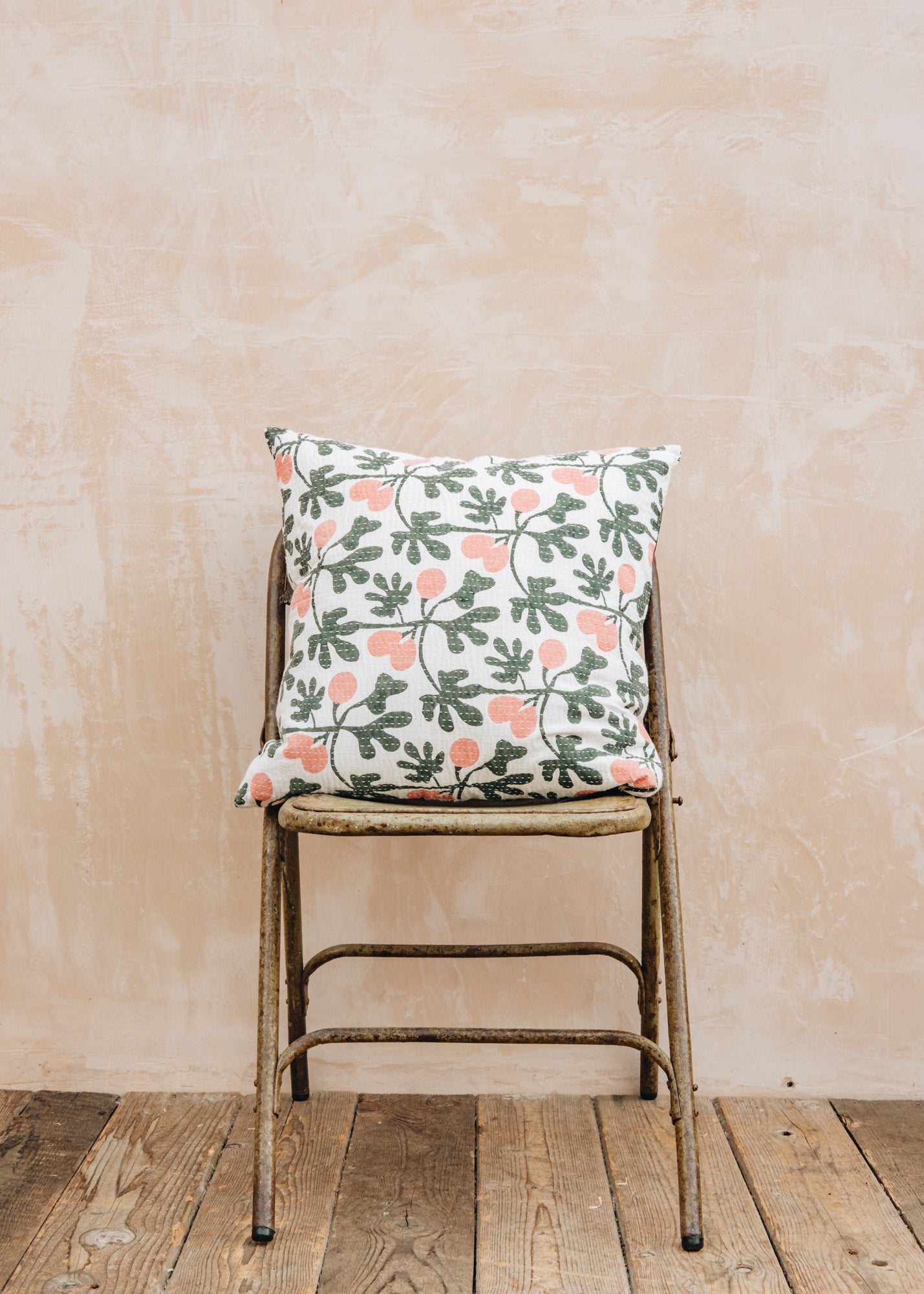 Bungalow Green and Pink Fig Cushion