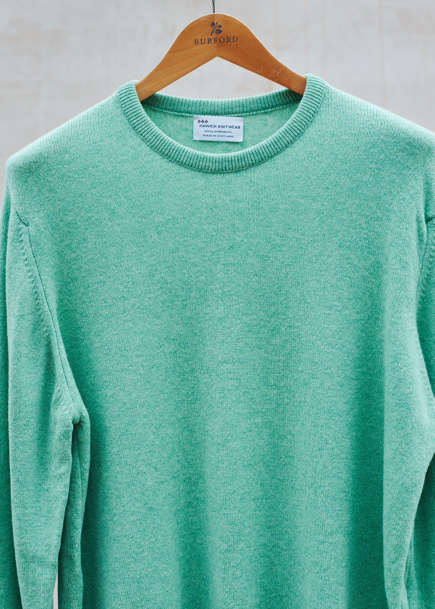 Hawick Knitwear Green Pure Lambswool Crewneck - L