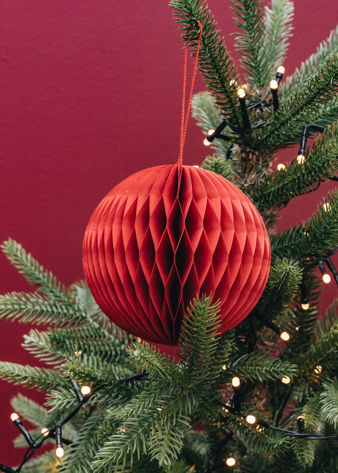 Honeycomb Globe Ornament in Red