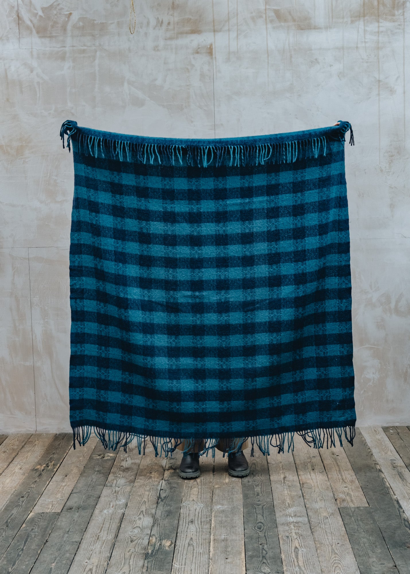 Shepherd of Sweden Hutton Check Throw in Navy