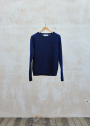 Inverallan Navy Hand-Framed Shetland Wool Jumper - M