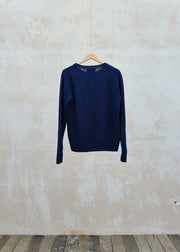 Kenny Ryder Inverallan Navy Hand-Framed Shetland Wool Jumper - M