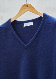 Kenny Ryder Johnstons of Elgin Navy 100% Cashmere V-Neck - L