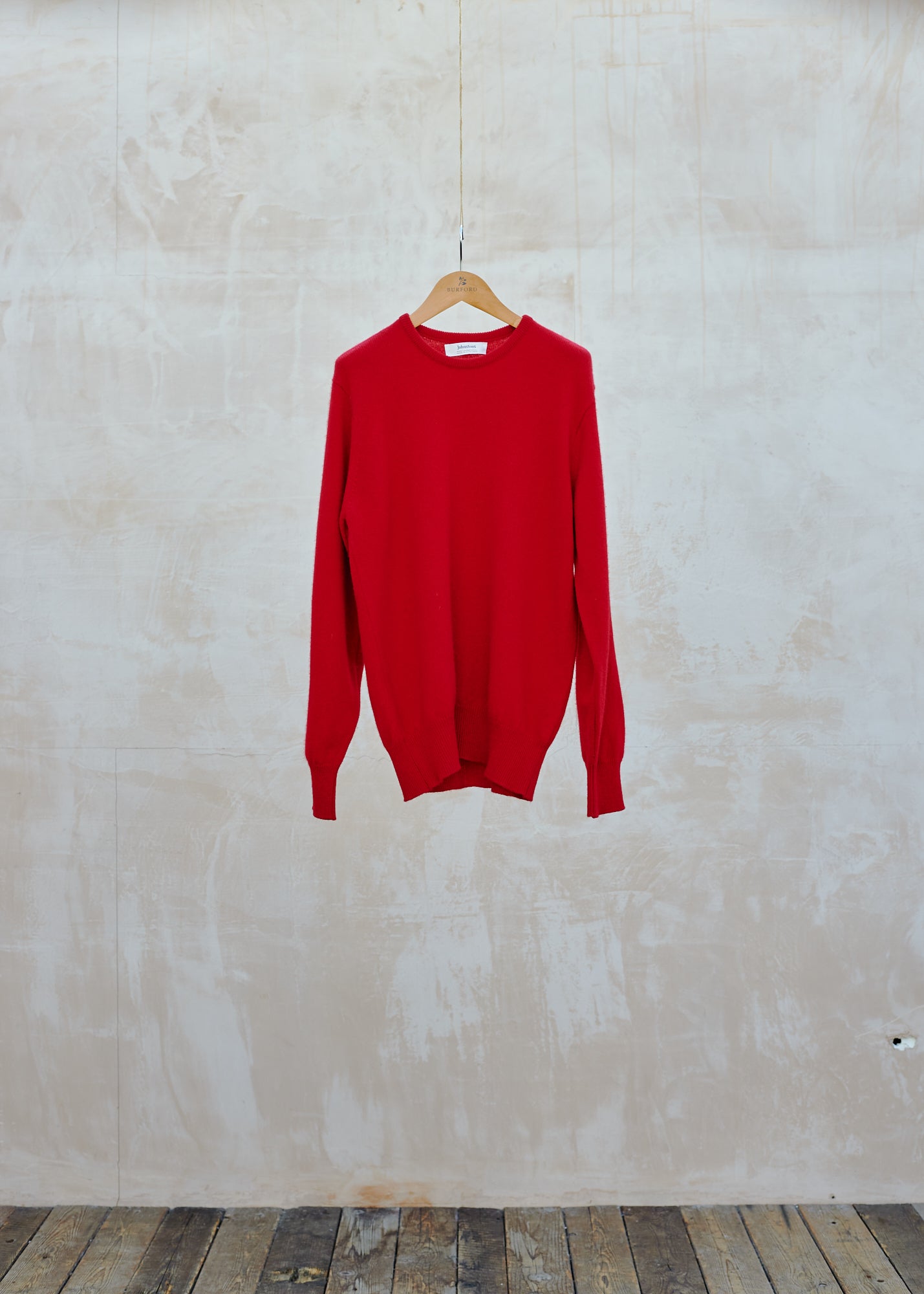 Oliver Spencer Johnstons of Elgin 100% Lambswool Red Crewneck - S