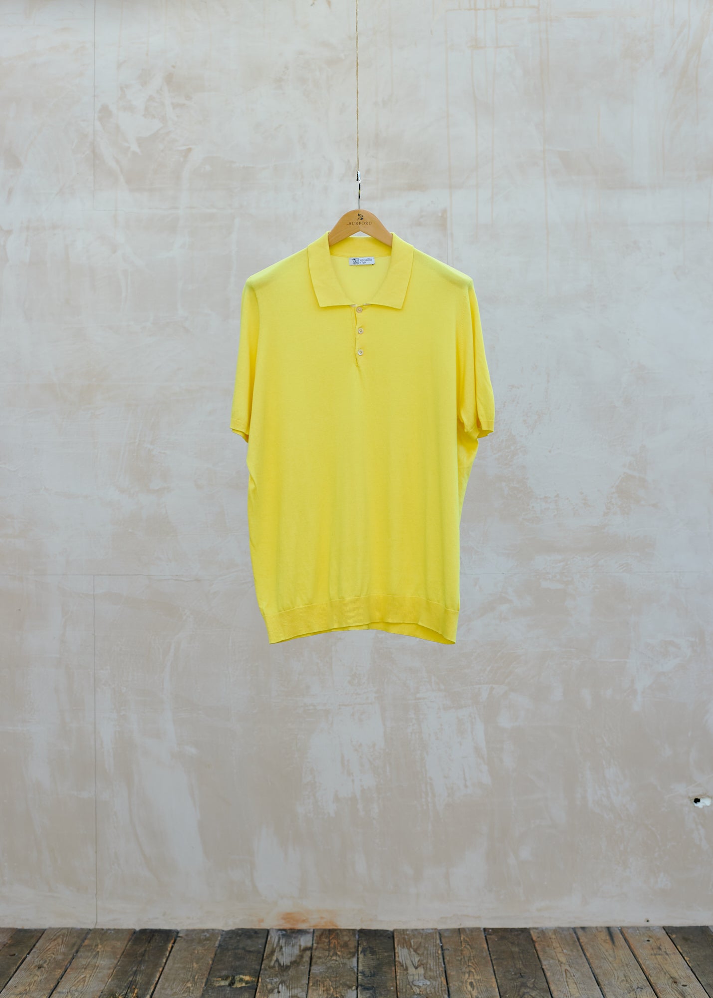 Oliver Spencer Johnstons of Elgin Yellow Pure Cotton Knit Polo Shirt - XXL