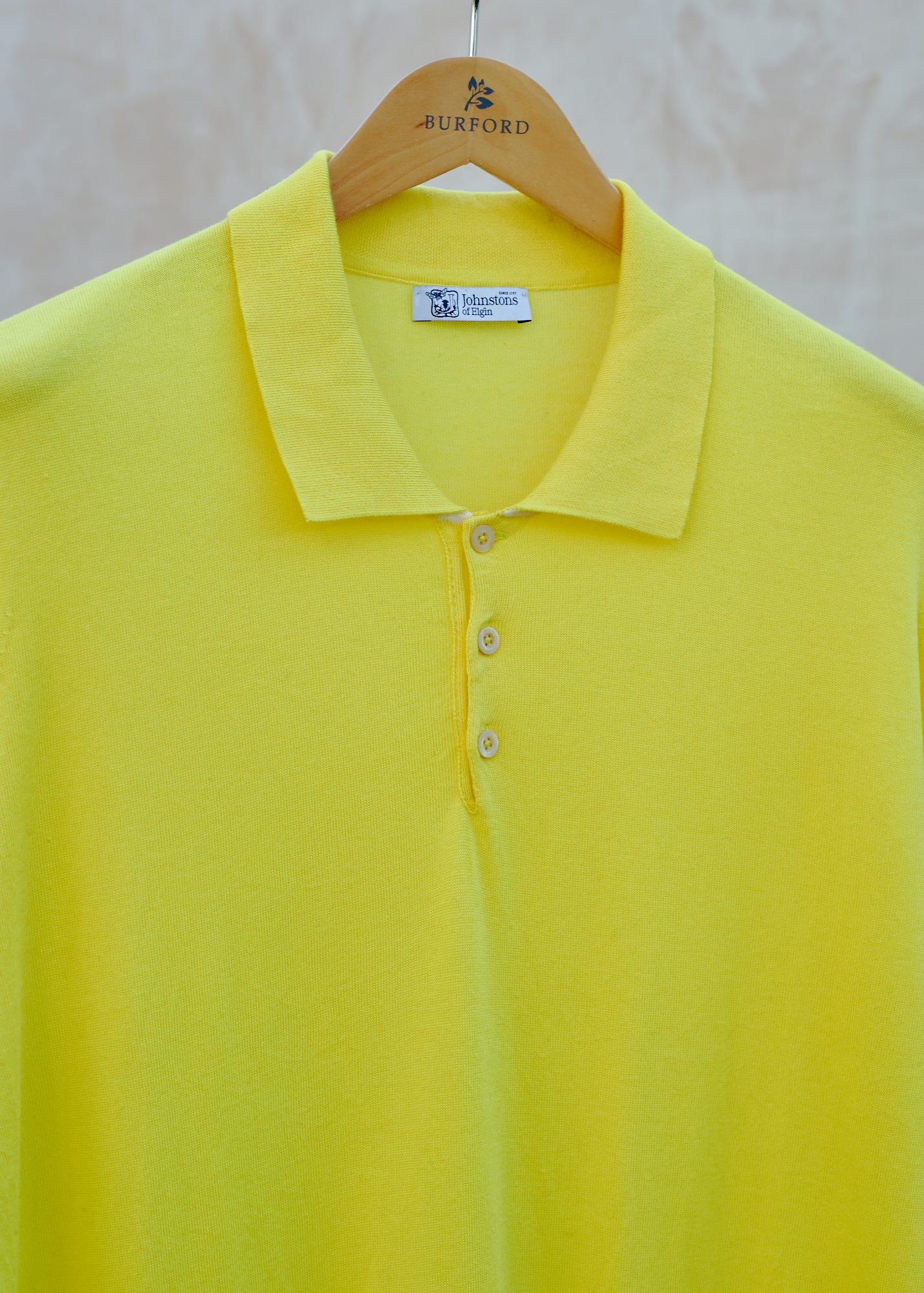 Kenny Ryder Johnstons of Elgin Yellow Pure Cotton Knit Polo Shirt - XXL