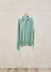 John Smedley Light Green Cotton Knit Shirt Cardigan - M