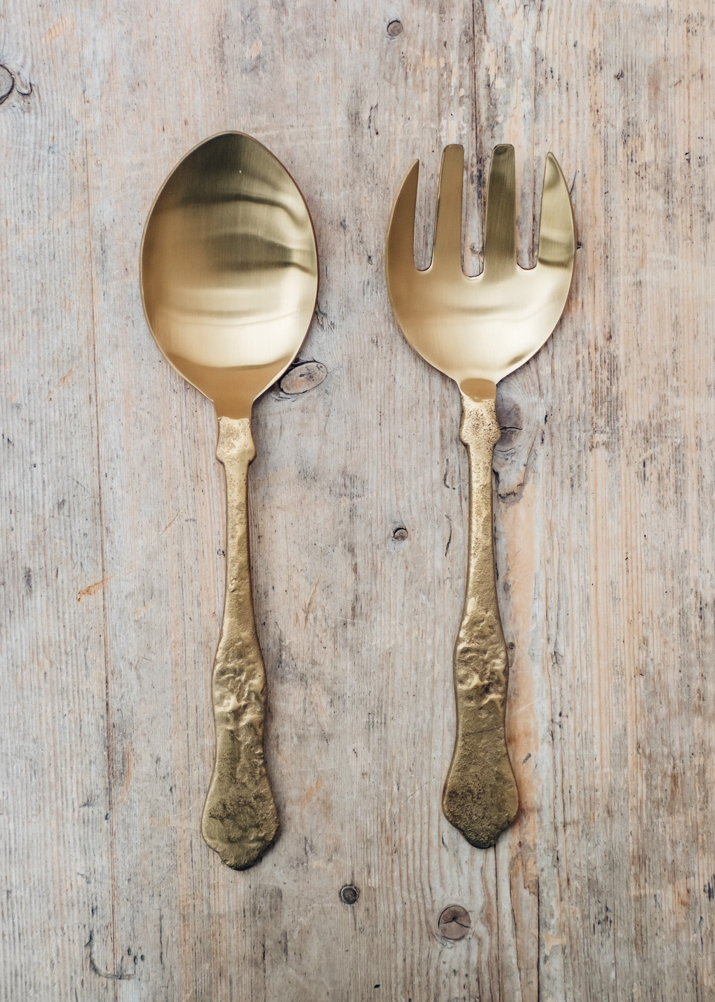 Nkuku Khana Brushed Gold Salad Servers