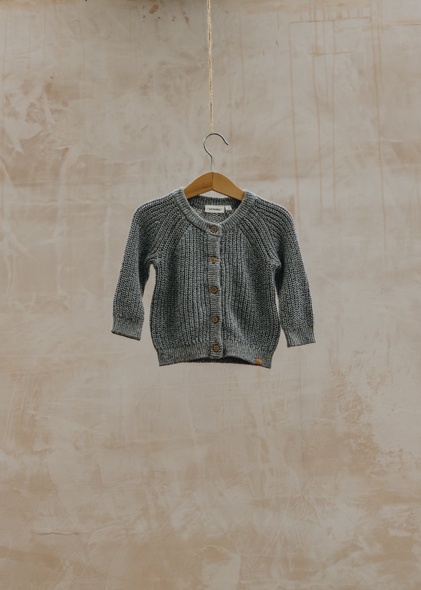 Lil' Atelier Babies' Knitted Cardigan in Sky Grey