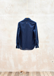 Liverano & Liverano Garment Dyed Navy Cotton/Linen Shirt/ M