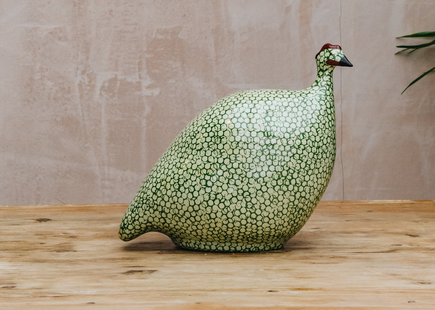 Creamore Mill Large Ceramic Guinea Fowl in Green Anise Spotted Green