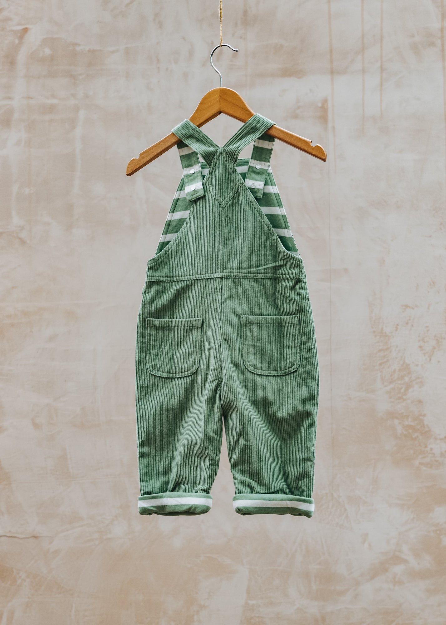 Pigeon Organics Children's Lined Dungarees in Basil