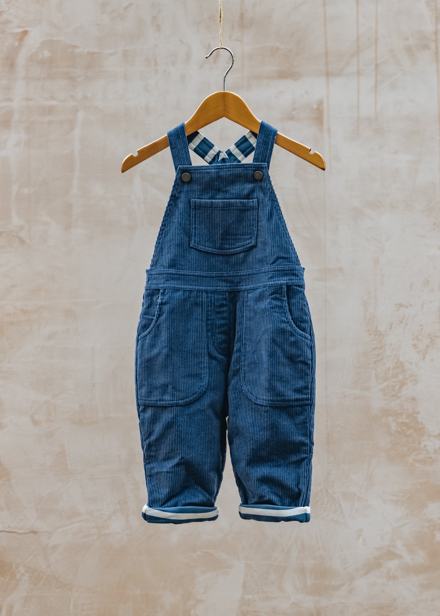 Pigeon Organics Children's Lined Dungarees in Night Blue