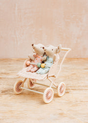 Maileg Mouse Baby Stroller in Rose