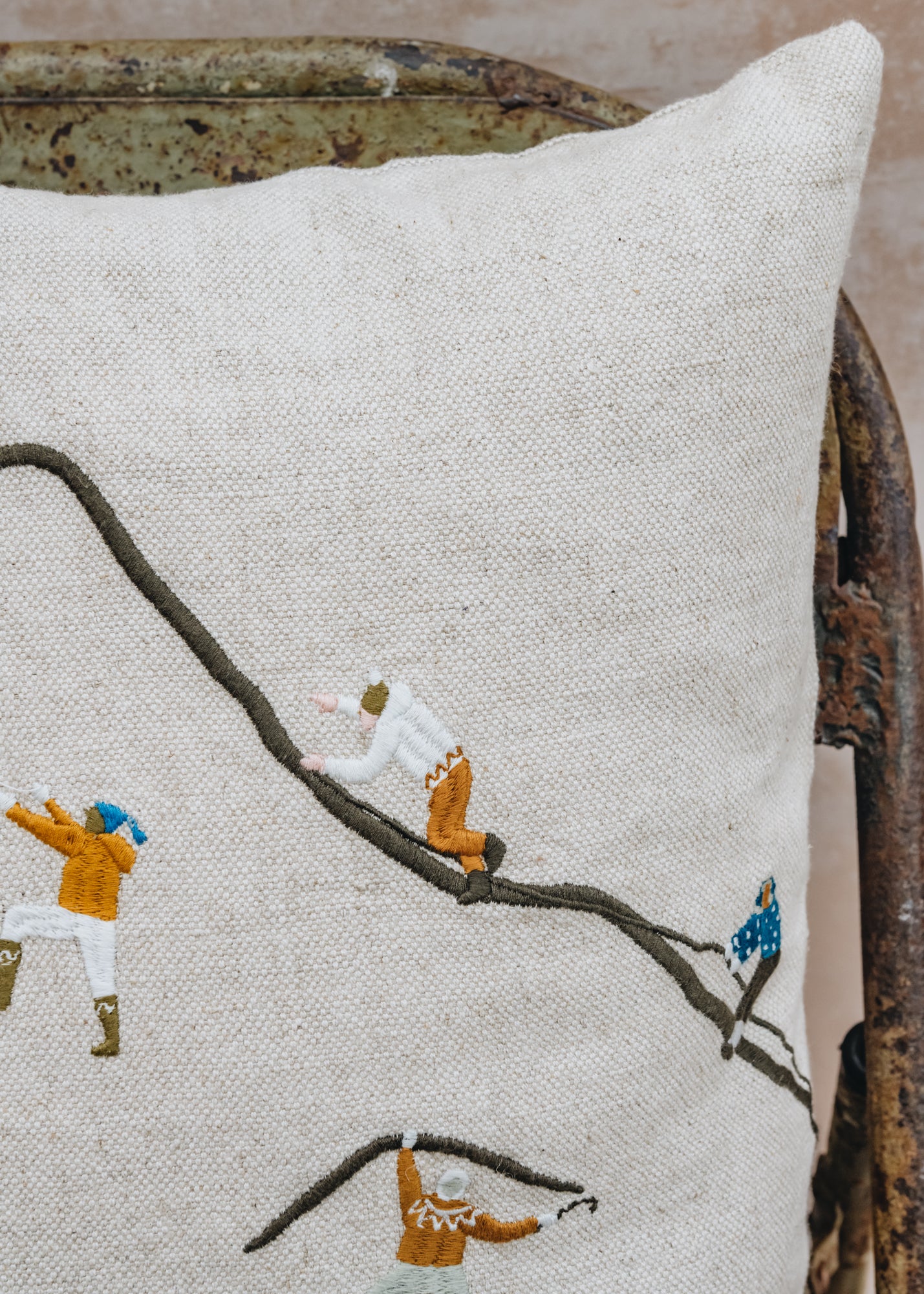 Fine Little Day Embroidered Mountain Climbers Cushion 