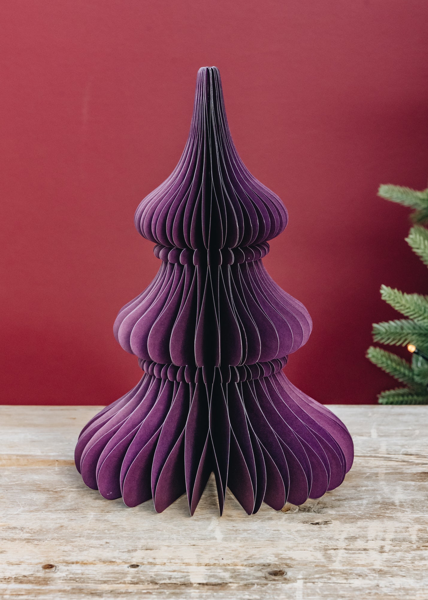 Paper Noble Tree Decoration in Plum, 30cm