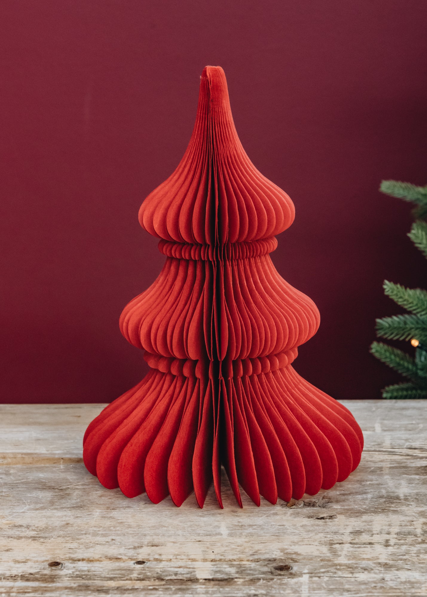 Paper Noble Tree Decoration in Ruby, 30cm