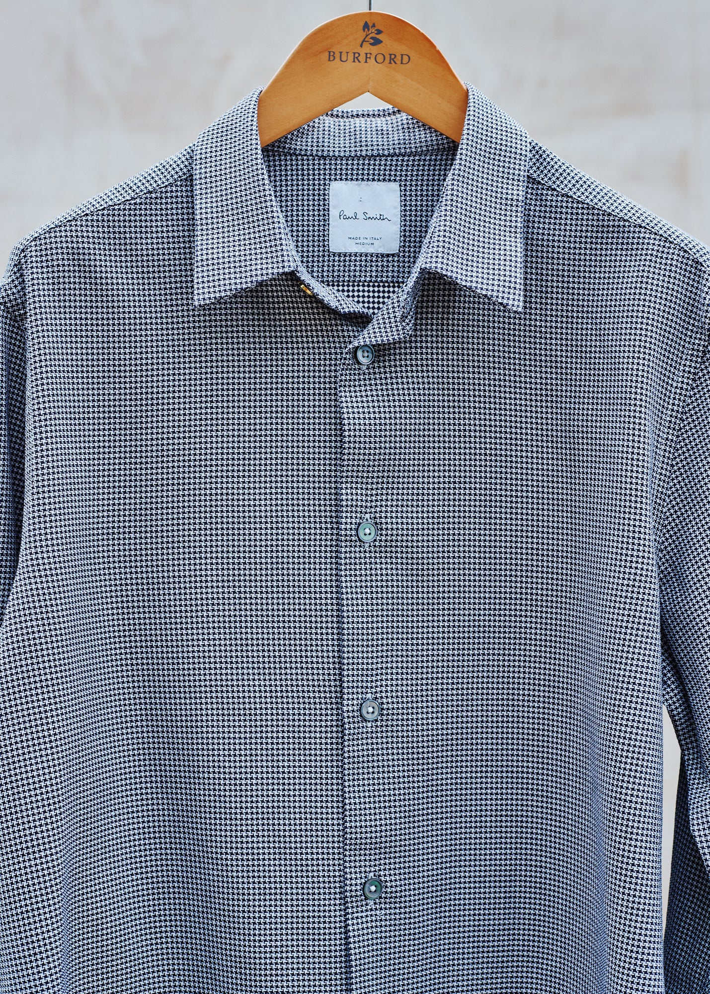 Paul Smith Houndstooth Black/White Cotton Shirt - M