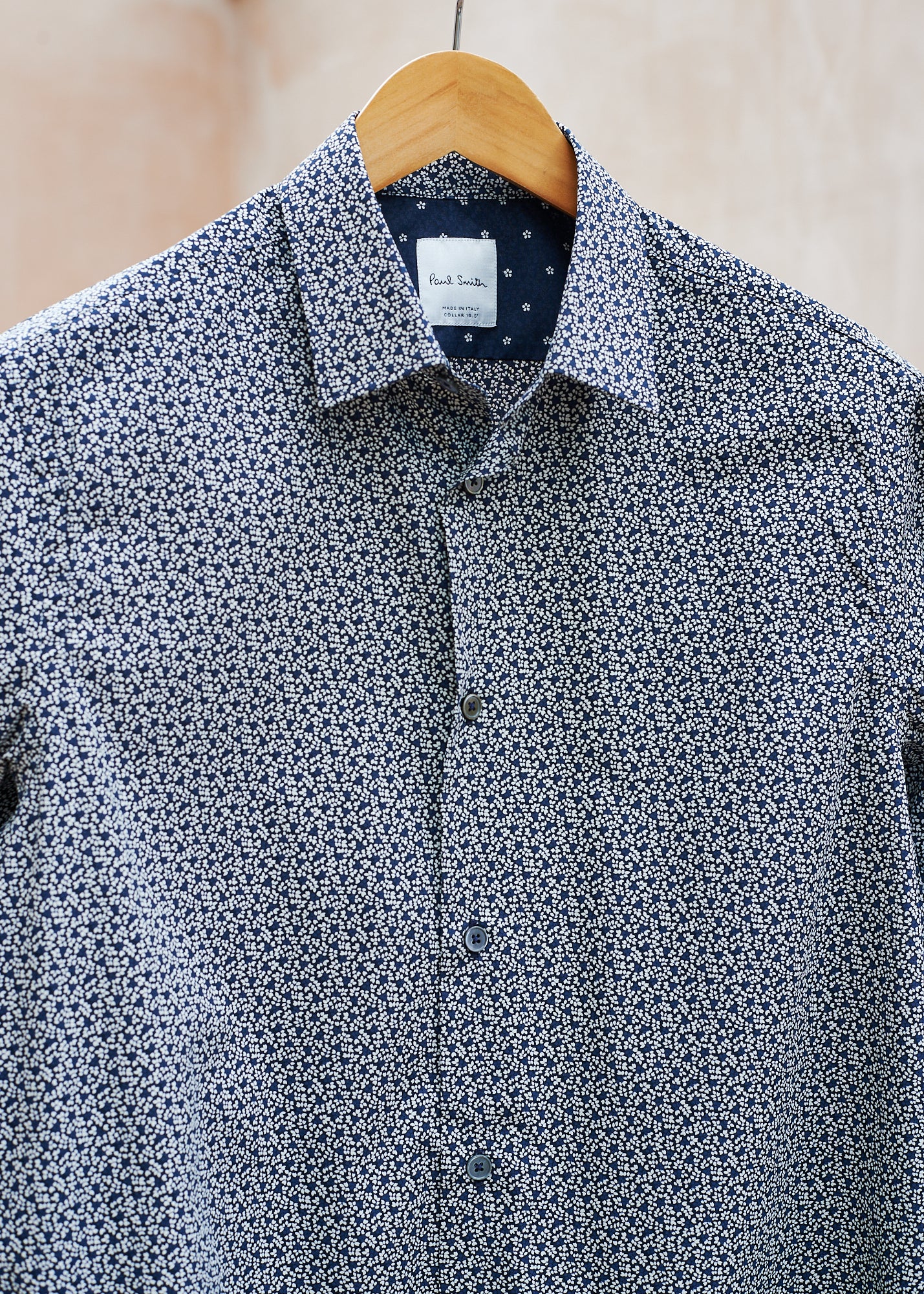 Paul Smith Navy Cotton Flower Patterned Shirt/ M/L