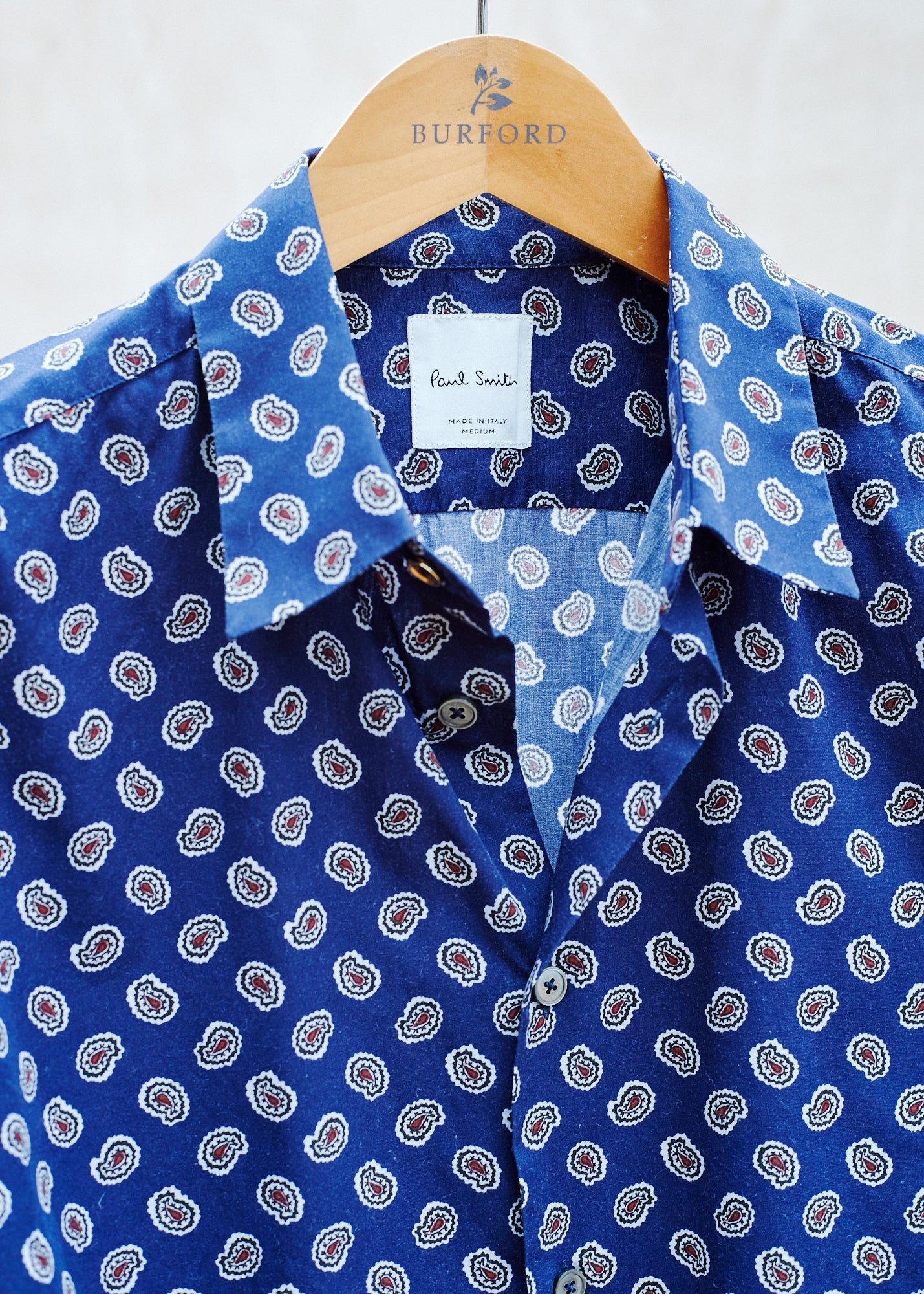 Paul Smith Navy Cotton Paisley Made in Italy Shirt - M